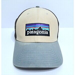 Patagonia Hat Adjustable Outdoors P6 Logo Snapback Mesh Trucker Cap Blue Netplus